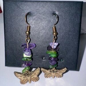 gold butterfly earrings with crystals